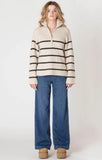Oat Stripe Half Zip Sweater