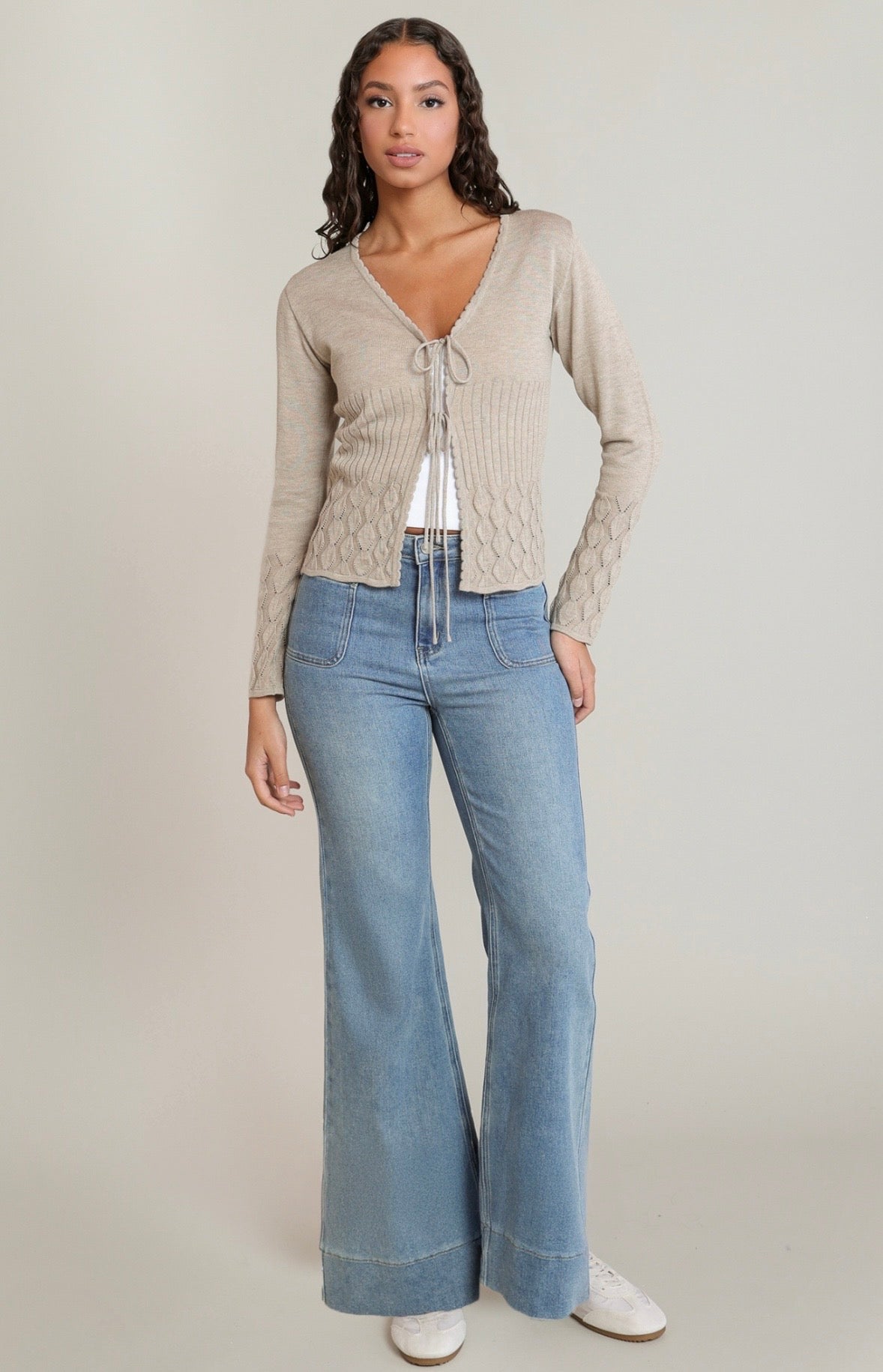 Oatmeal Tie Cardigan