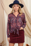 Paisley Sheer Button Down Top