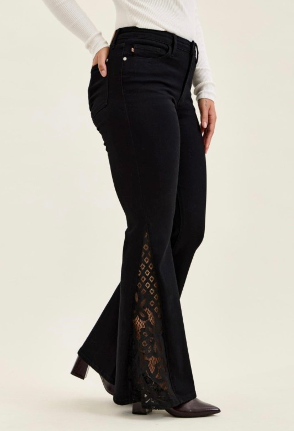 Black Lace Flare Jeans
