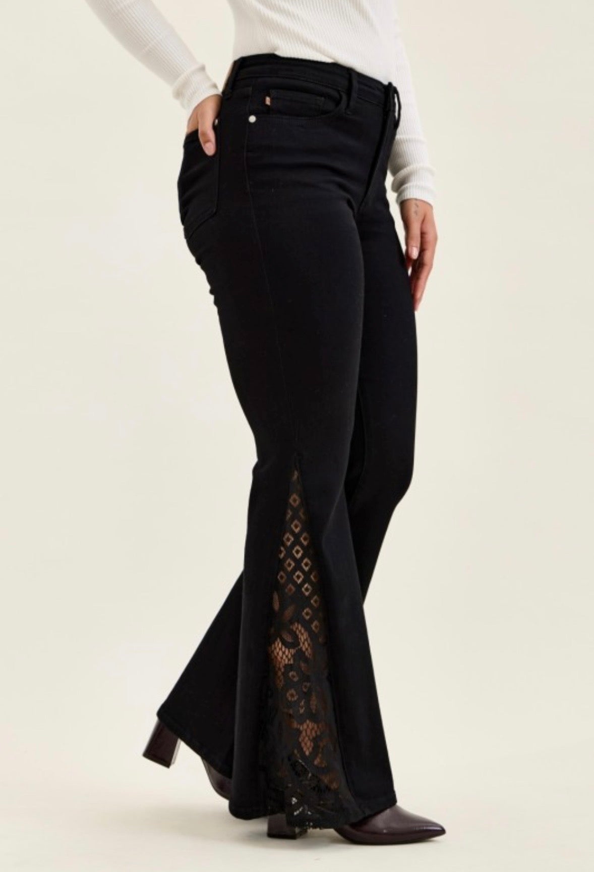 Black Lace Flare Jeans