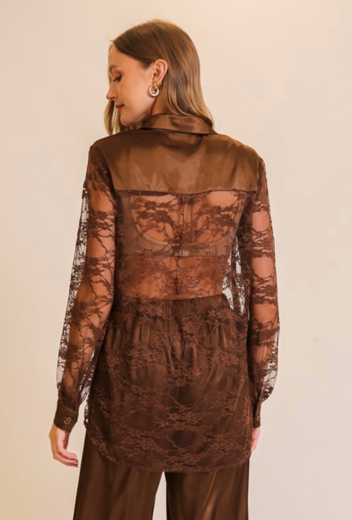 Chocolate Lace Button Down