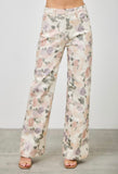 Cream Floral Wide Leg Jeans