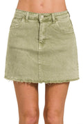 Olive Denim Mini Skirt