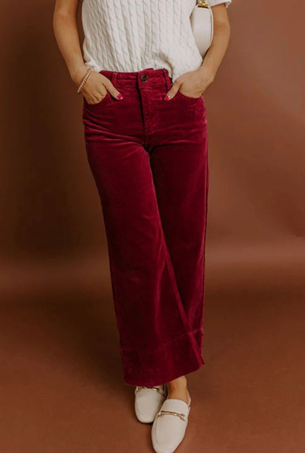 Red Corduroy Wide Leg
