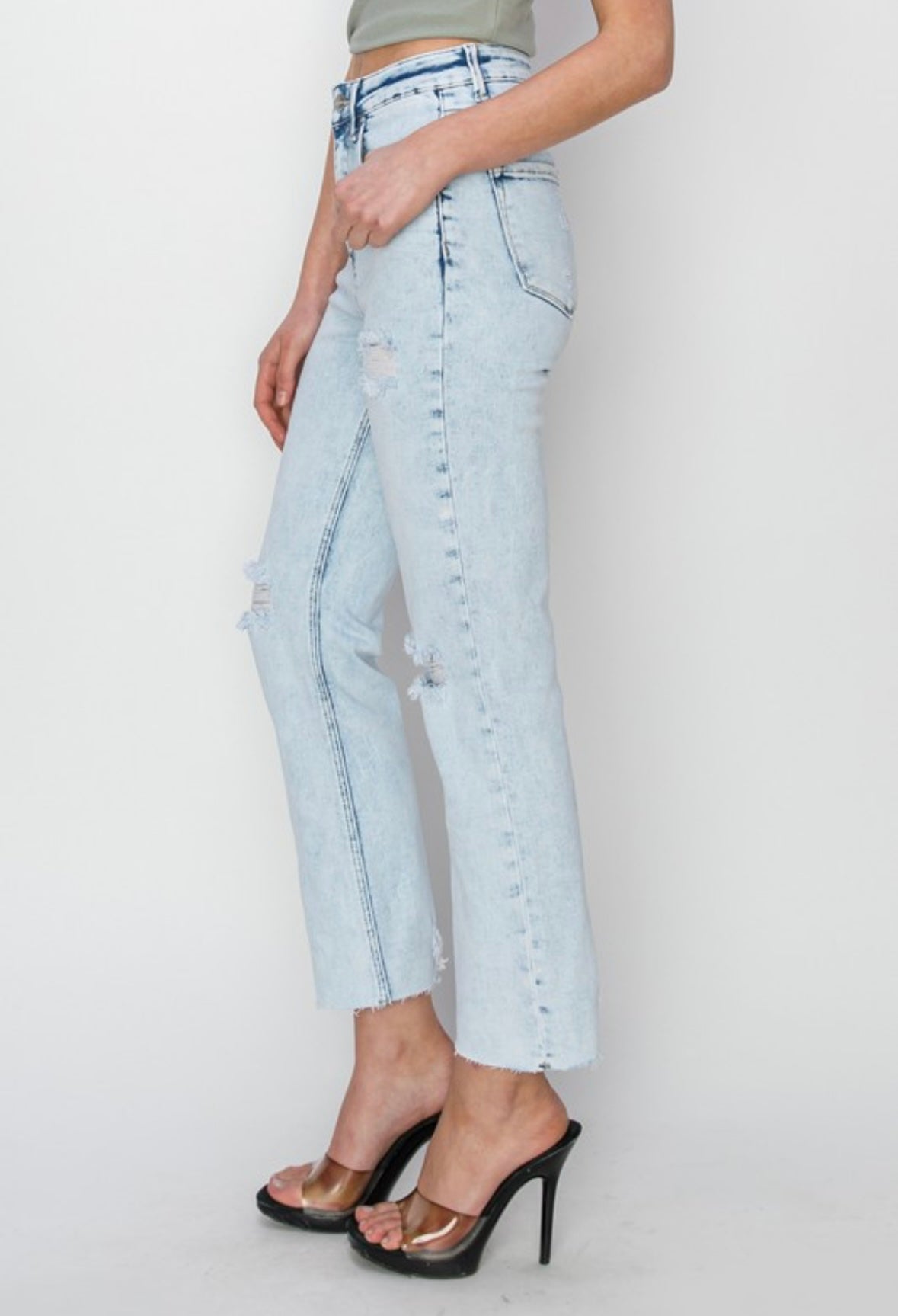 Amanda High Rise Cropped Straight Leg Jeans