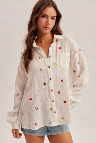Fruity Gauze Button Down