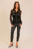 Black Lace Button Down