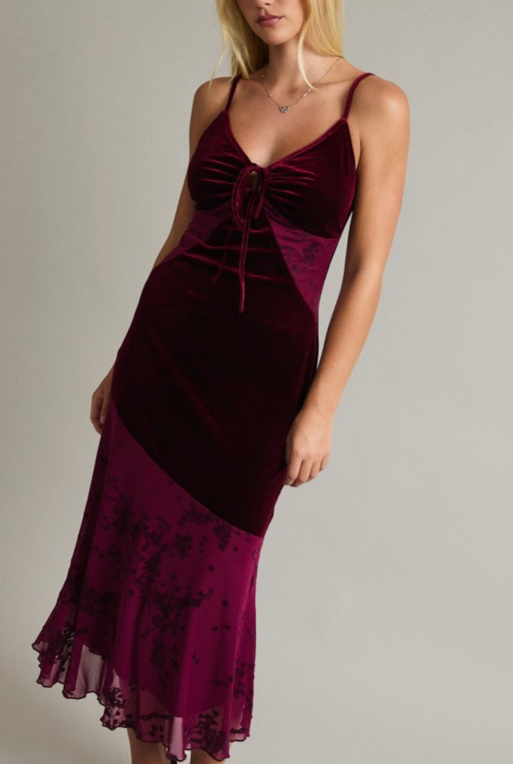 Ruby Velvet Contrast Dress