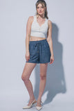 Indigo Linen Drawstring Shorts