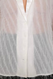 White Fringe Glitter Button Down