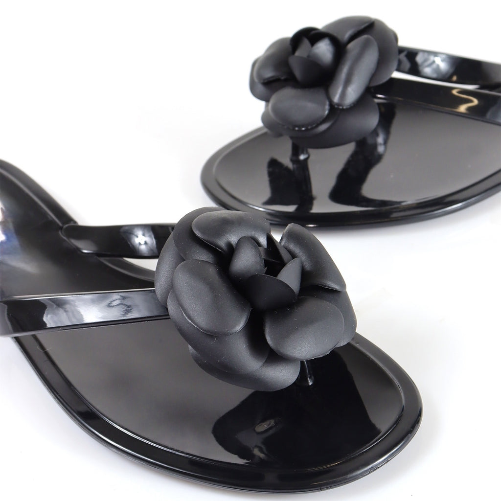 Black Flower Sandals