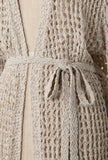 Oatmeal Crochet Belted Cardigan