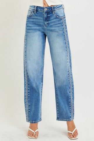 Collette Embroidered Barrel Jeans