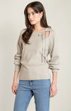 Light Taupe Slit Back Sweater