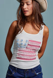 Embroidered American Flag Tank