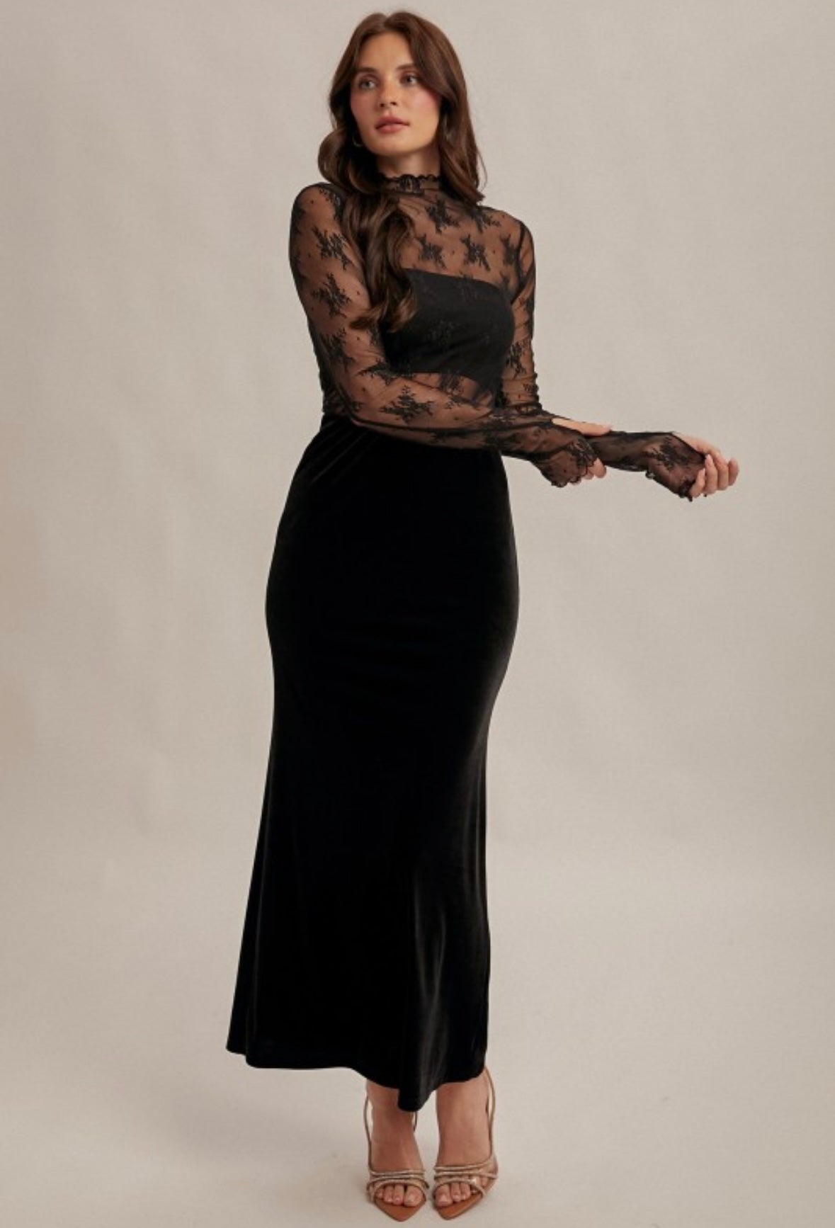 Black Velvet Midi Skirt