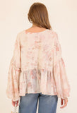 Cream Floral Peplum Top