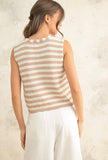 Tan Stripe Sweater Vest