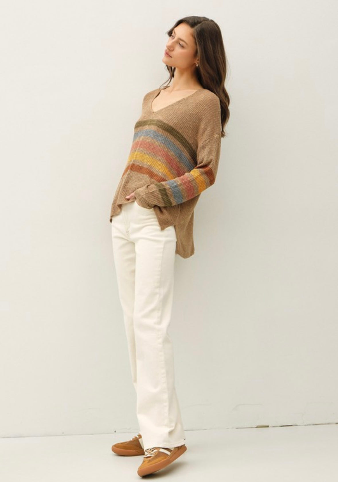 Mocha Rainbow Stripe Sweater
