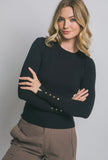 Black Button Sleeve Sweater