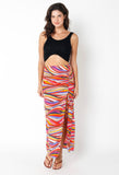 Multicolor Ruched Midi Skirt