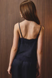Navy Satin & Lace Cami