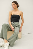 Olive Tencel Wide Leg Pants