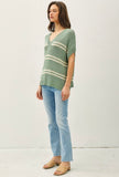 Sage Stripe Sleeveless Sweater