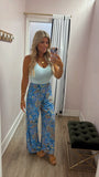 Blue Tropical Palazzo Pants