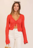 Red Crochet Tie Cardigan