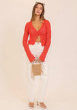 Red Crochet Tie Cardigan