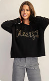 Black Beaded Cheers Sweater