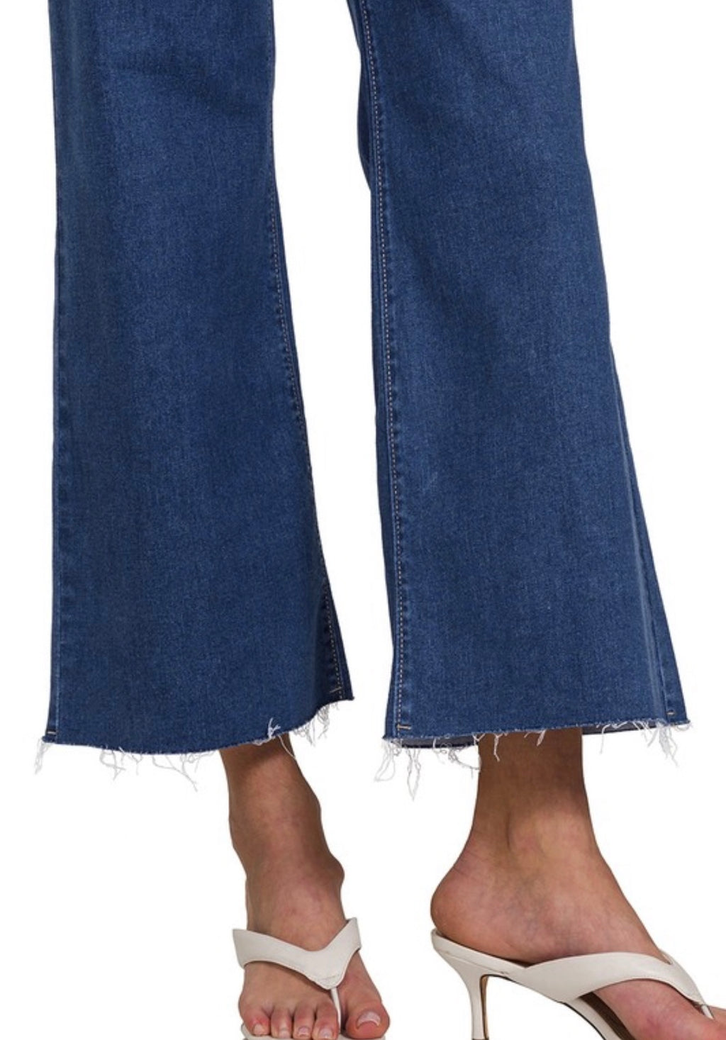 Darkwash Cropped Wide Leg Jeans