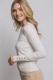 Cream Button Sleeve Sweater