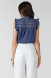 Blue Sleeveless Peasant Top