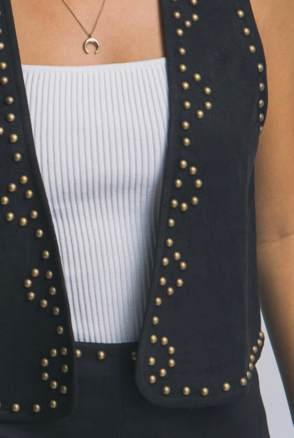 Black Suede Studded Vest