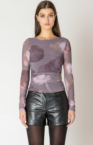 Mauve Floral Sheer Top