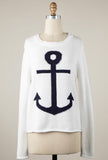 White Anchor Sweater