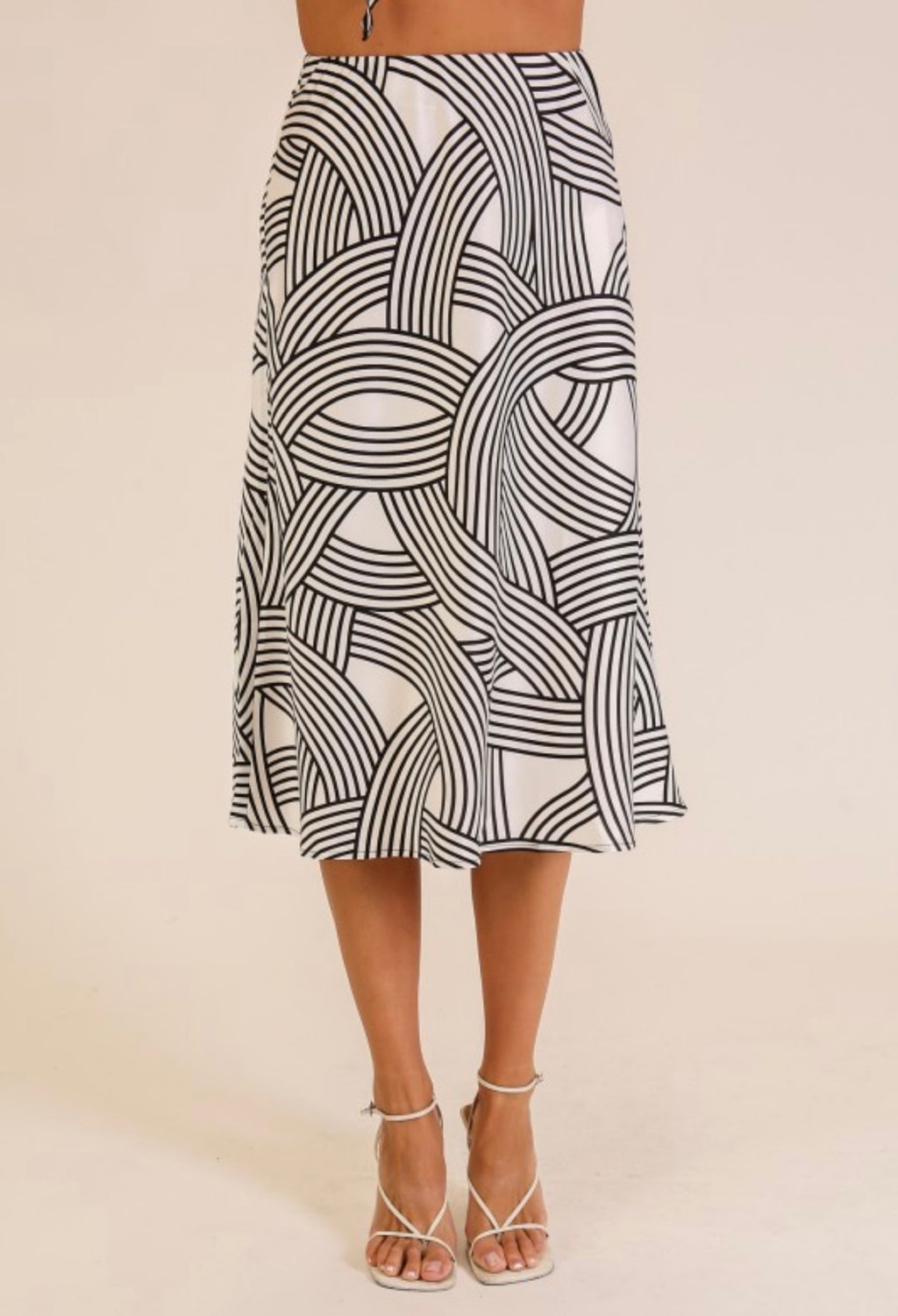 Cream Abstract Print Skirt