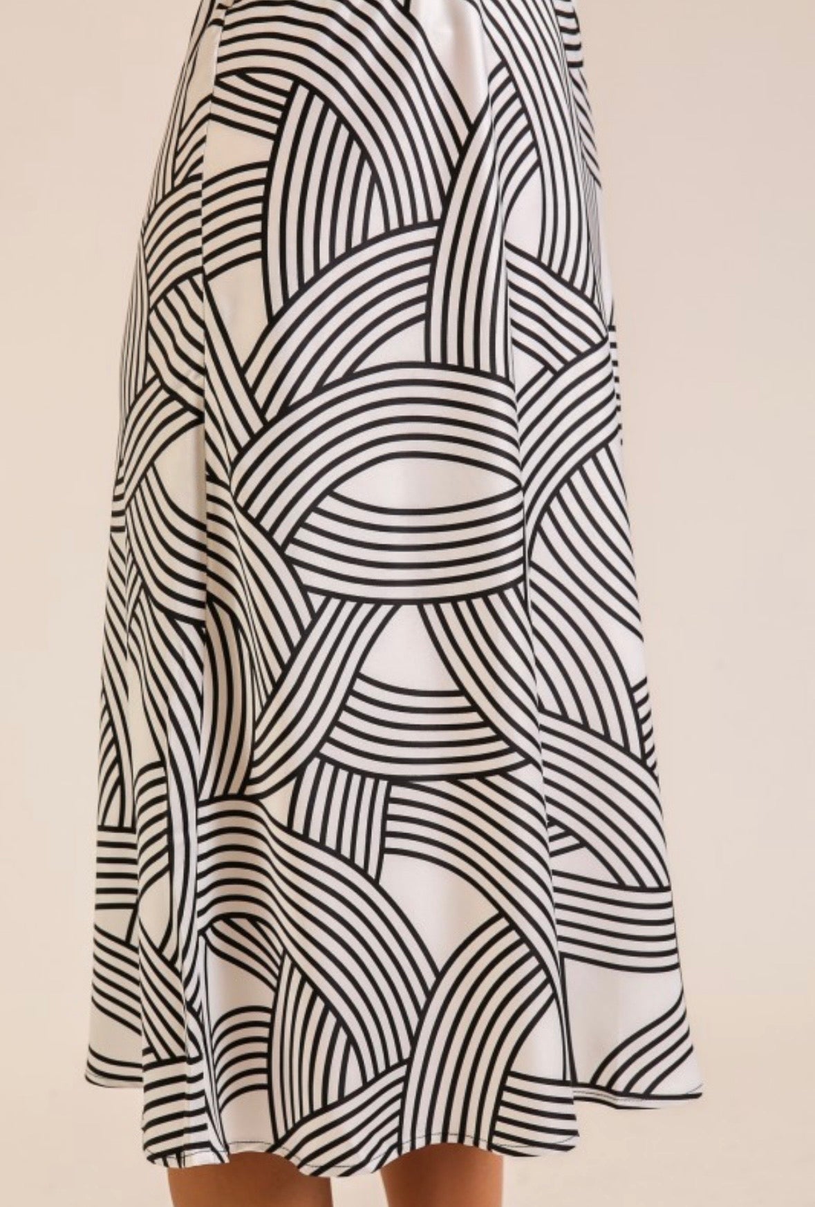 Cream Abstract Print Skirt