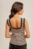 Mocha Striped Crochet Sweater Tank