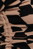 Camel Check Drawstring Sweater