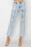 High Rise Crop Stitched Jeans