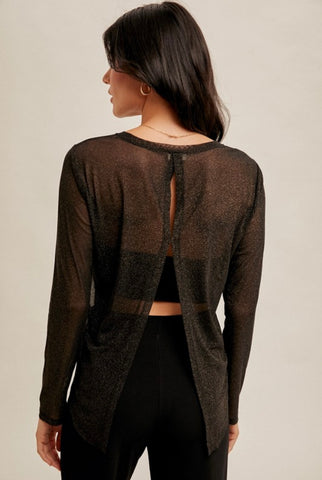 Black Foil Mesh Top