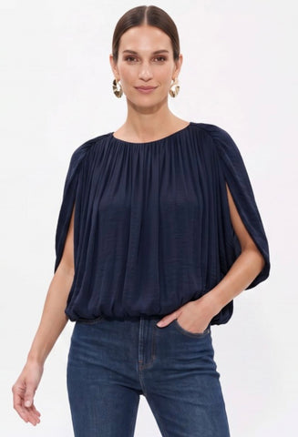 Navy Bubble Blouse