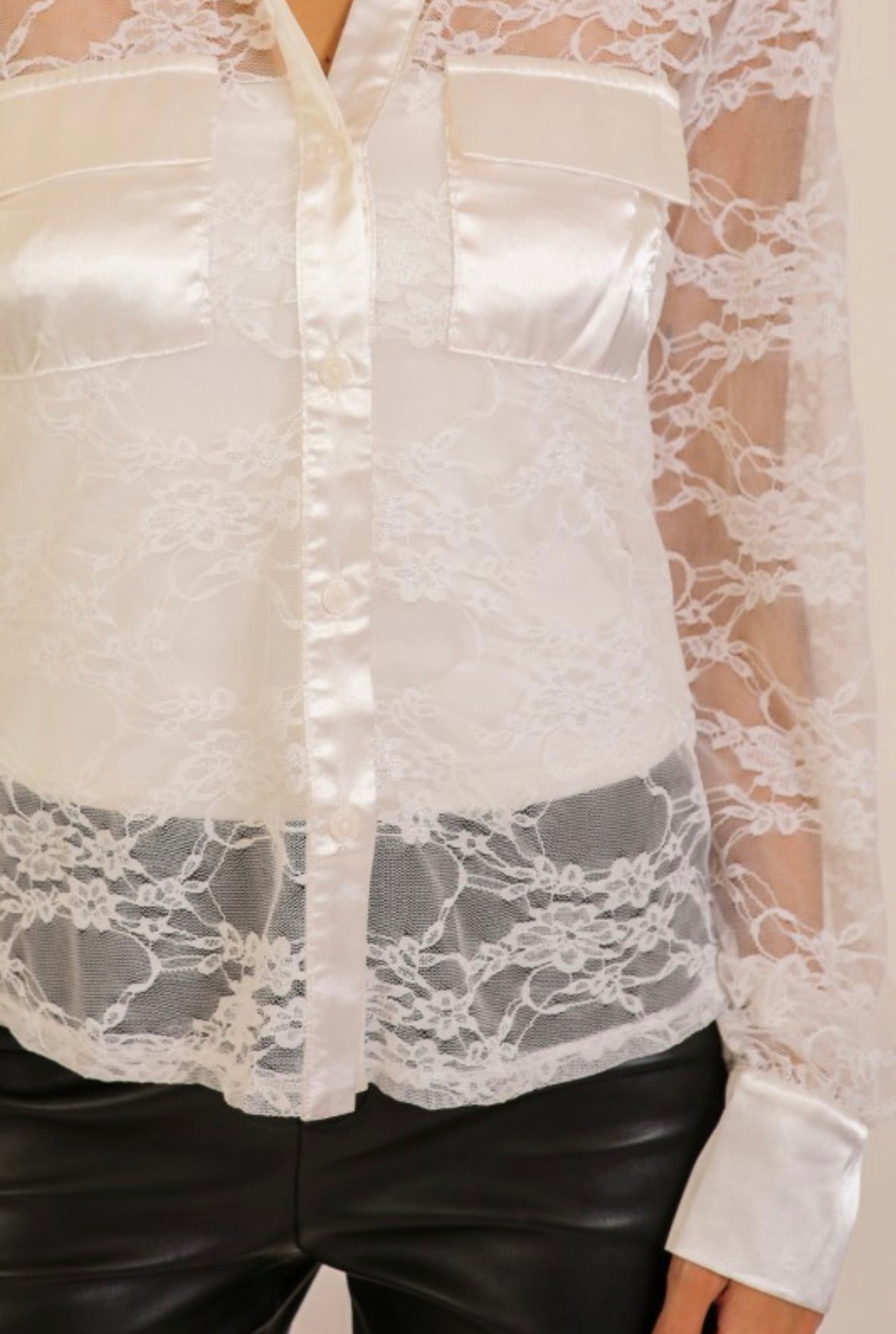 White Lace Button Down