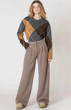 Taupe Wide Leg Trouser Pants