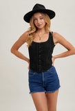 Black Button Down Tank Top