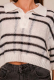Black Stripe Cropped Sweater
